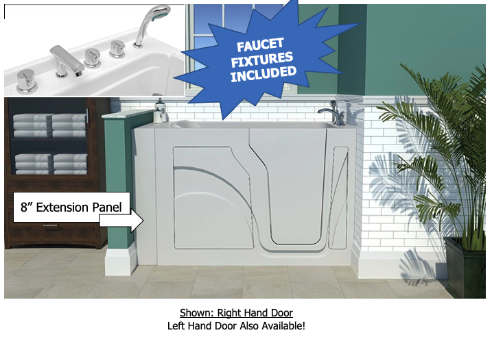 New! Walk In Soaking Bath Tub (healthsmart) Faucets Included! Comes Assembled!
