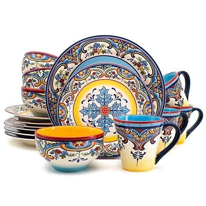 Euro Ceramica Zanzibar 16 Piece Earthenware Dinnerware Set Of 4 - With Warranty!