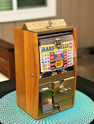Nice Victor 25 Cent Baby Grand Bars & Bells Gambling Oak Wood Vending Machine