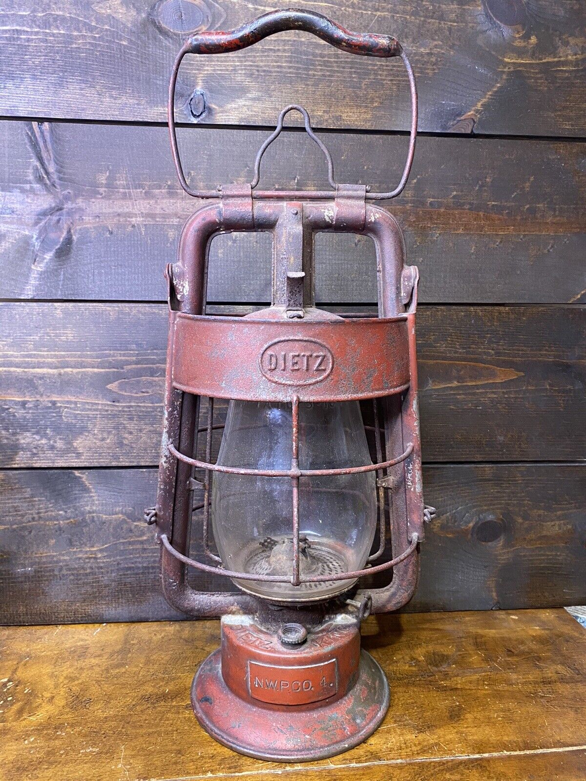 Vtg Dietz King Fire Dept Kerosene Lantern W/n.w.p. Rr Co. #4 Tag - Brass Painted