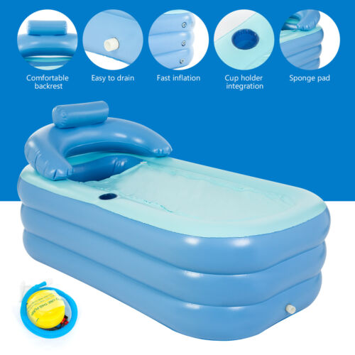 Adult Pvc Folding Portable Bathtub Fast Inflatable Bath Tub Air Pump Spa Warm!