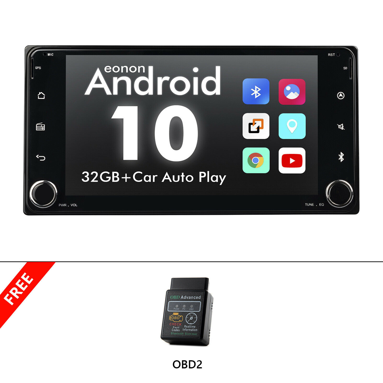 Obd+eonon Android 10 Gps Car Radio Android Auto Stereo Wifi Bluetooth For Toyota